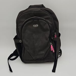 REI Dark Green Gray Tone Backpack with Pink Zipper Pulls